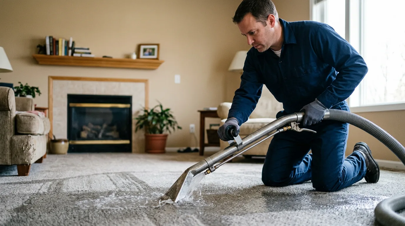 Water damage restoration technician working near New Richmond, IN
